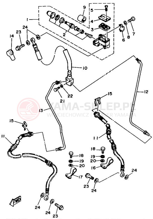 Schemat "Pompa hamulcowa przednia" do Yamaha BIG BEAR 4WD YFM350FWD