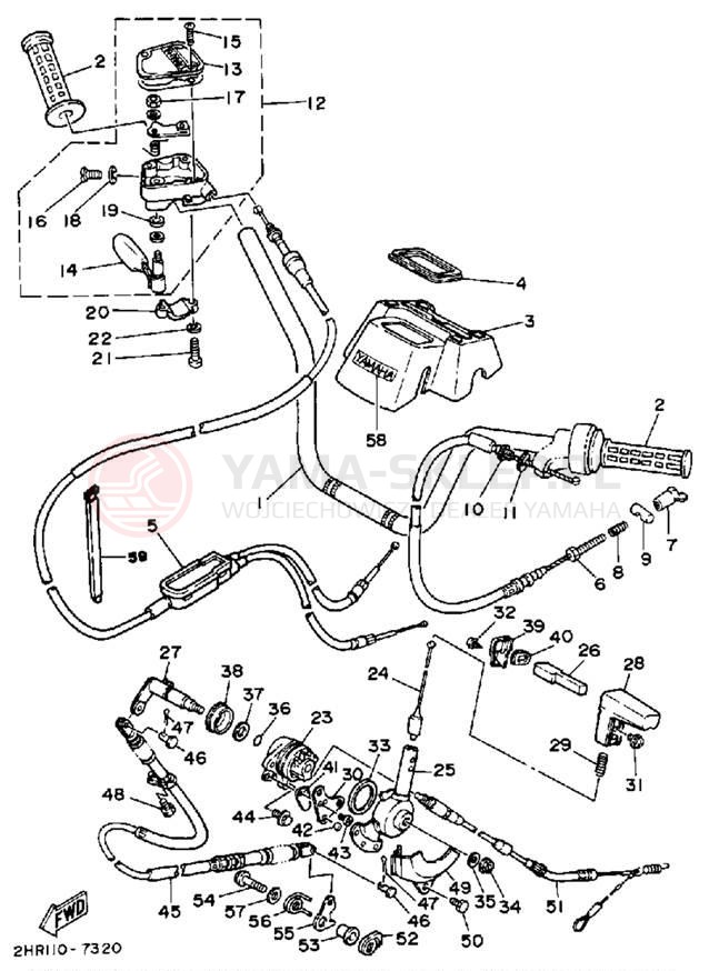 Schemat "Kierownica i osprzęt" do Yamaha BIG BEAR 4WD YFM350FWT