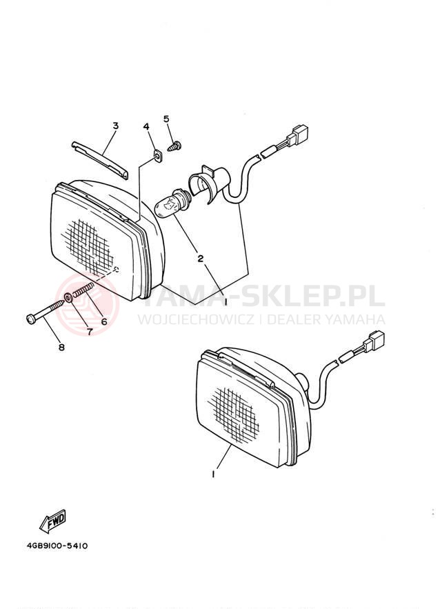 Schemat "Lampa przód" do Yamaha TIMBERWOLF 4WD YFB250FWM