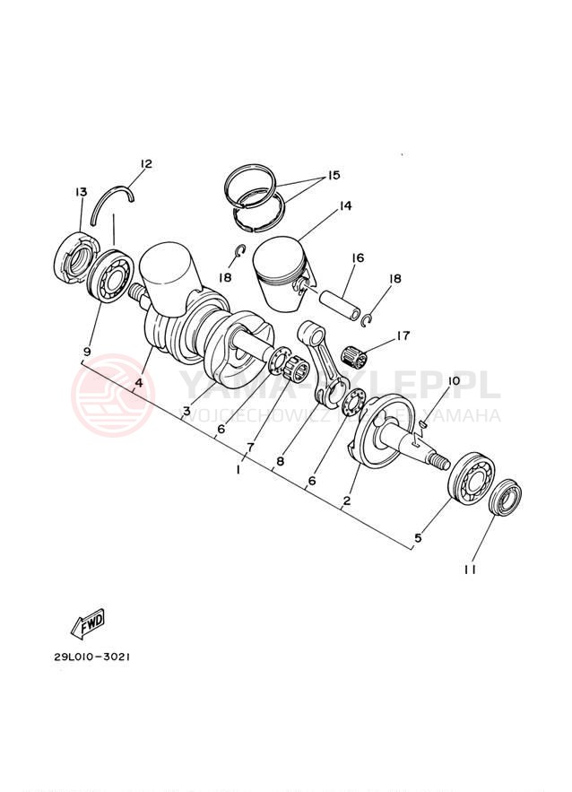 Schemat "Wał korbowy, tłok" do Yamaha BANSHEE YFZ350M