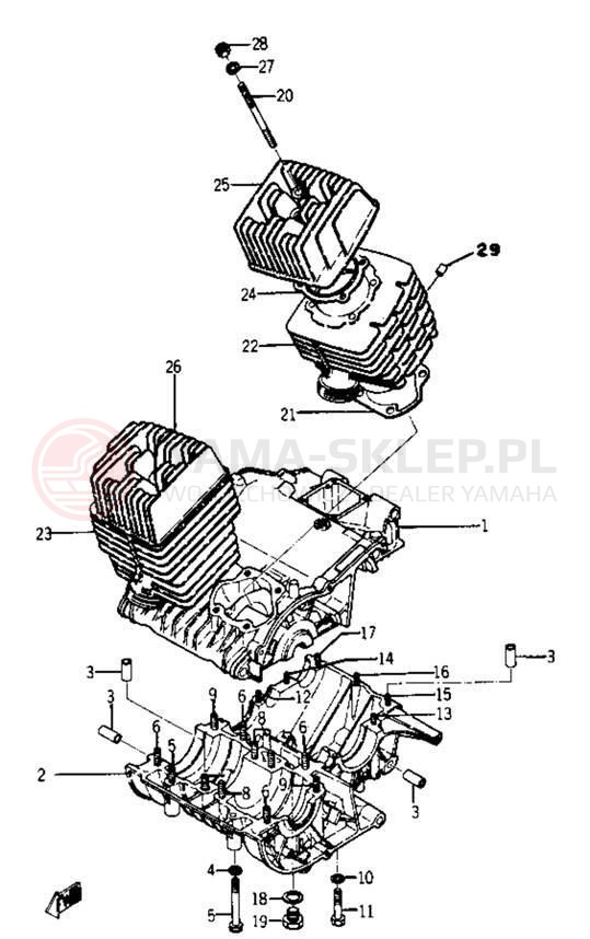 Schemat "Obudowa silnika" do Yamaha YR1