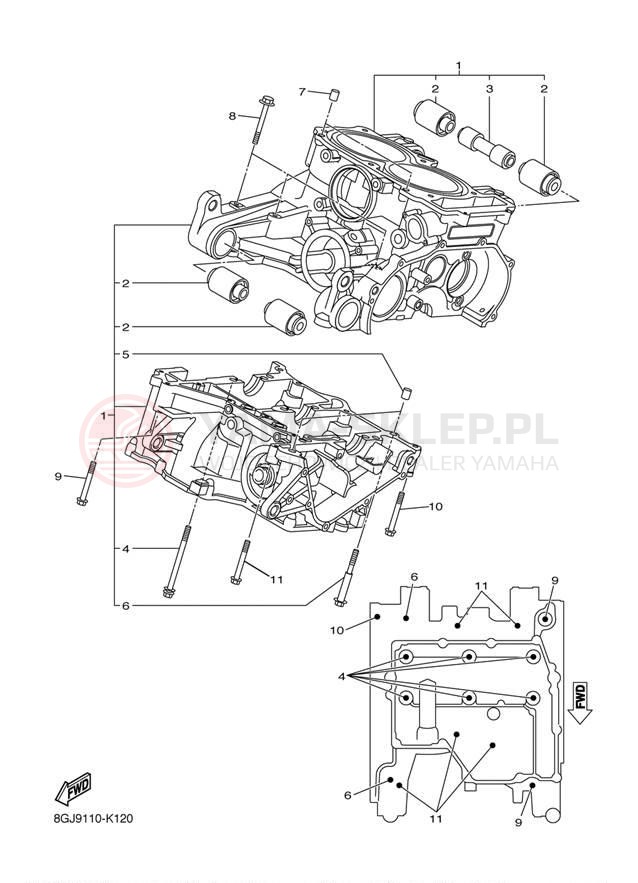 Schemat "Obudowa silnika" do Yamaha VENTURE LITE PZ50VTDR