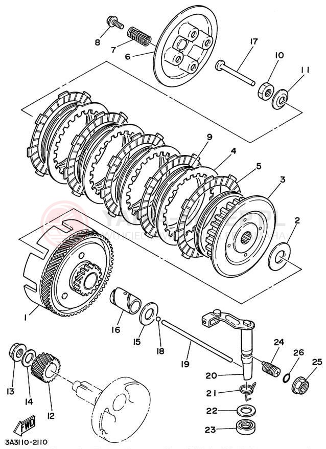 Schemat "sprzęgło" do Yamaha RT100L