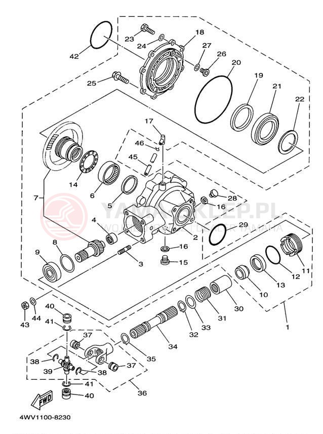 Schemat "Wał napędowy" do Yamaha GRIZZLY YFM600FWAK/YFM600FWAK