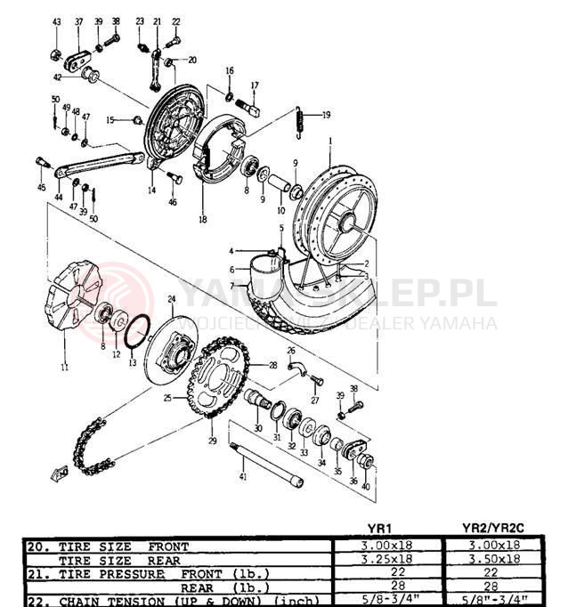 Schemat "Koło tył" do Yamaha YR1