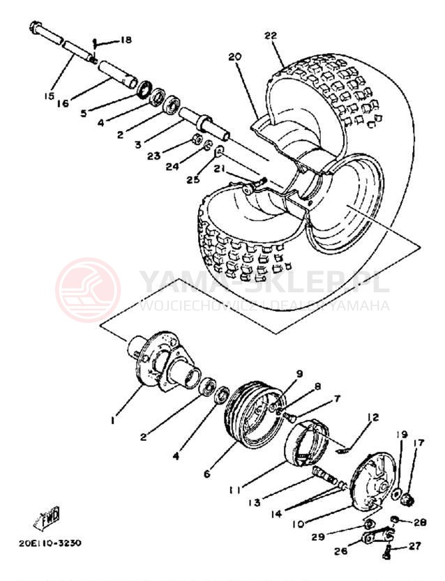 Schemat "Koło przód" do Yamaha YT175K