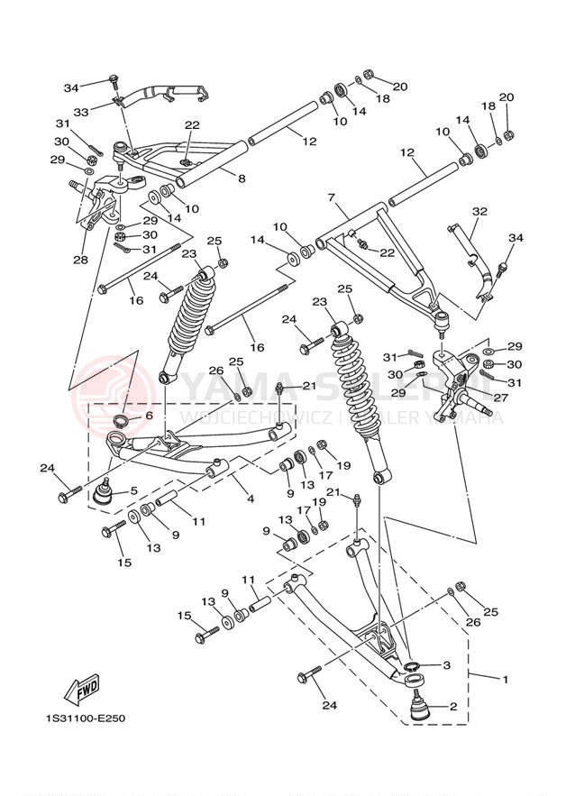 Schemat "Koło przód" do Yamaha RAPTOR 700 YFM70RW