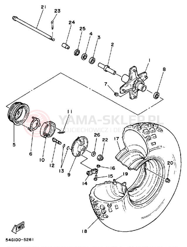 Schemat "Koło przód" do Yamaha BIG WHEEL ELEC START BW200ES