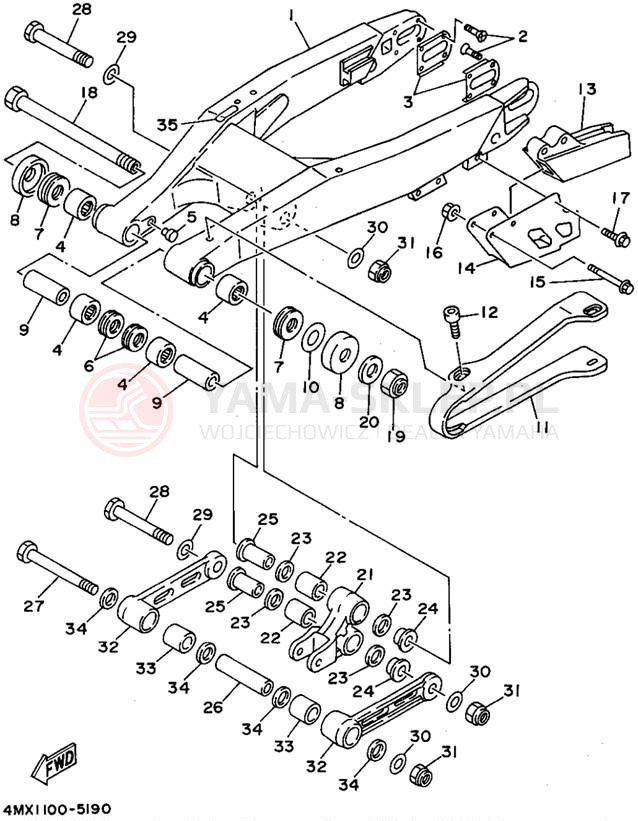 Schemat "wahacz" do Yamaha YZ250G1