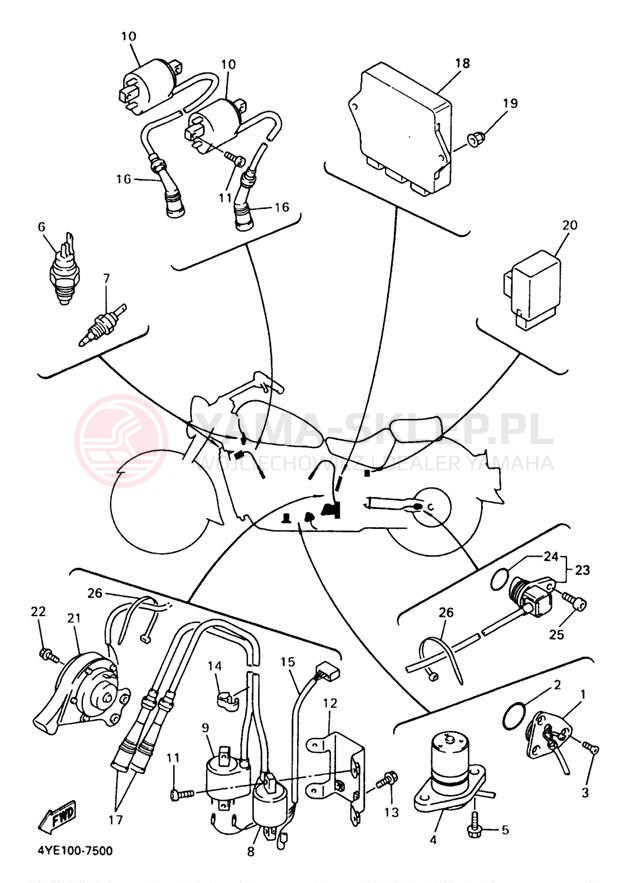 Schemat "układ elektryczny" do Yamaha XVZ13LTJ/XVZ13LTJC