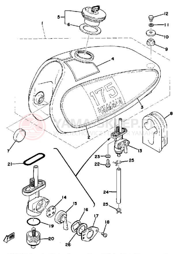 Schemat "zbiornik paliwa" do Yamaha DT175C