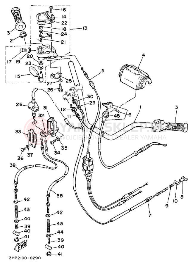 Schemat "Kierownica i osprzęt" do Yamaha MOTO-4 YFM350ERD
