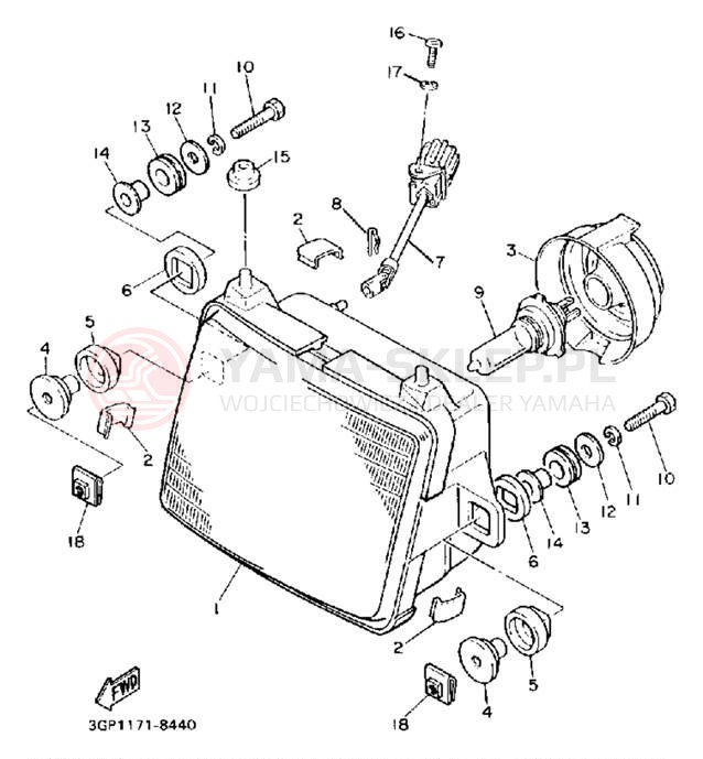 Schemat "Lampa przód" do Yamaha FJ1200WC/FJ1200W