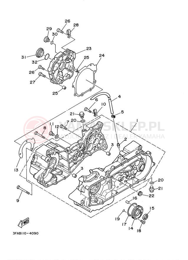 Schemat "Obudowa silnika" do Yamaha BREEZE YFA1NC/YFA1N
