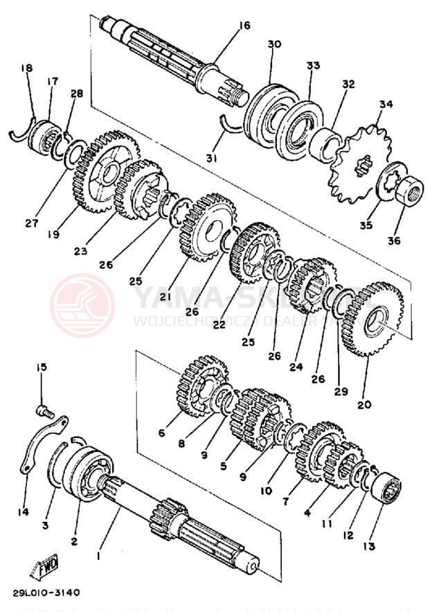 Schemat "Skrzynia biegów " do Yamaha RZ350NCII/RZ350NC/RZ350N