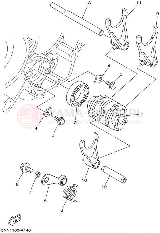 Schemat "Wodziki, automat" do Yamaha YZ125 YZ125P