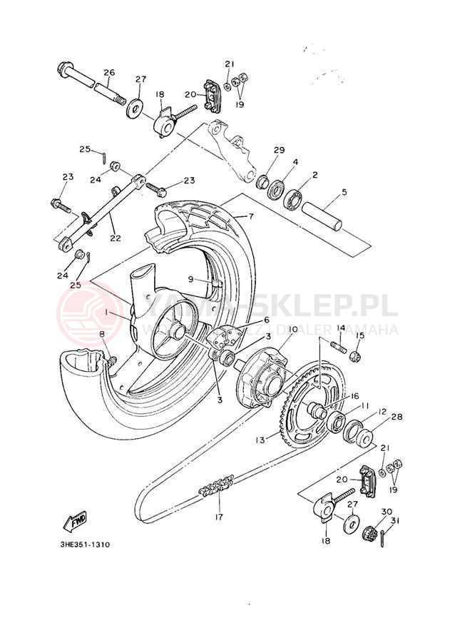 Schemat "Koło tył" do Yamaha FZR600RE
