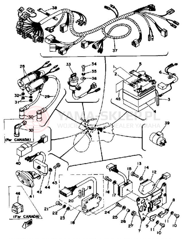 Schemat "układ elektryczny" do Yamaha RD400C