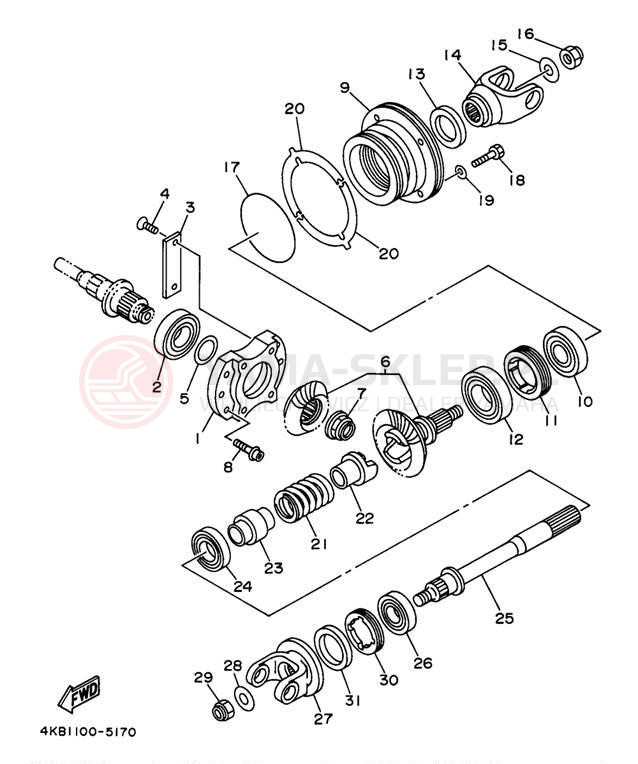 Schemat "Przeniesienie napędu" do Yamaha BIG BEAR 4WD YFM350FWBJ