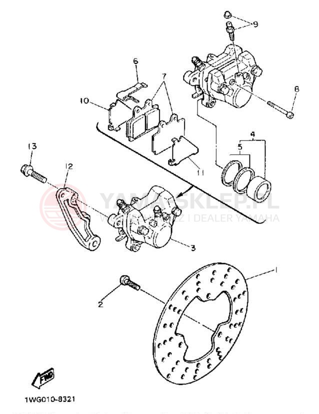 Schemat "Zacisk hamulcowy tylny" do Yamaha FZR400W