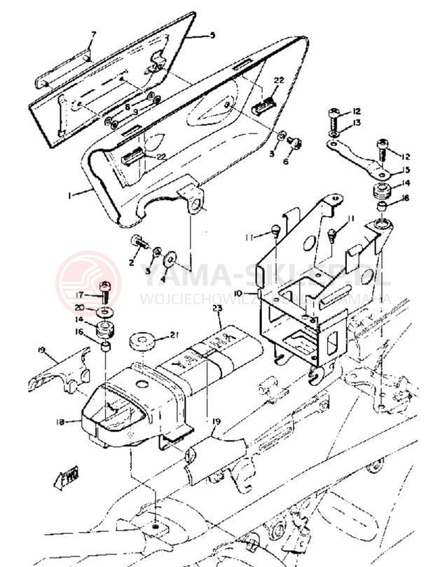 Schemat "pokrywa boczna - skrzynka akumulatora" do Yamaha DS7