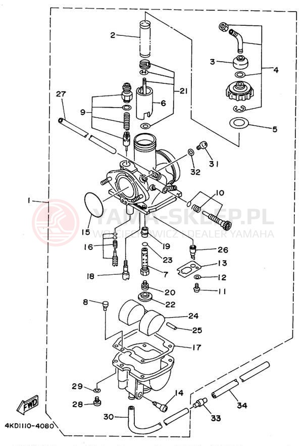 Schemat "Gaźnik" do Yamaha TIMBERWOLF 2WD YFB250G