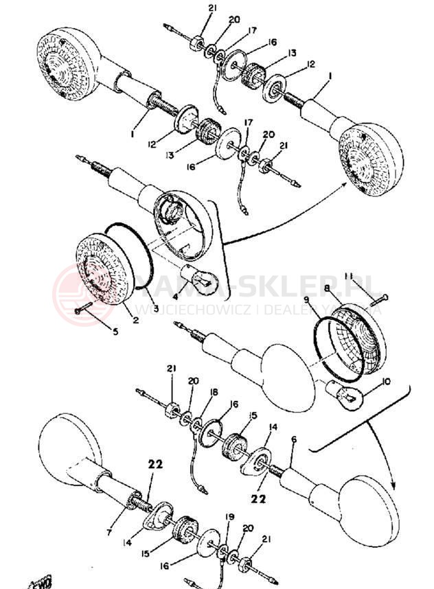 Schemat "kierunkowskazy" do Yamaha TX500