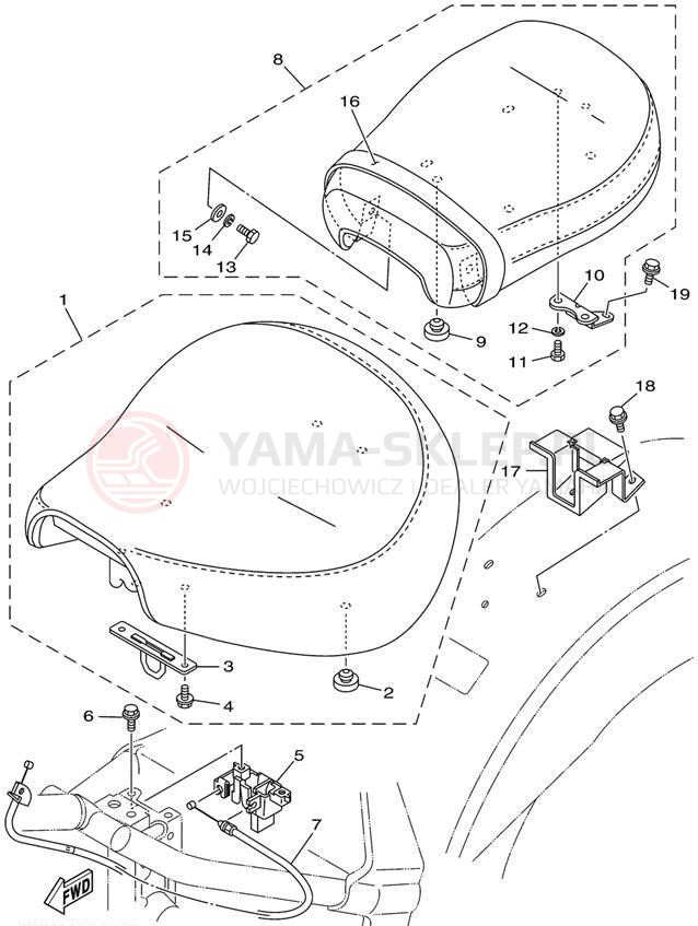 Schemat "siedzenie" do Yamaha ROAD STAR XV1600ALC/XV1600AL