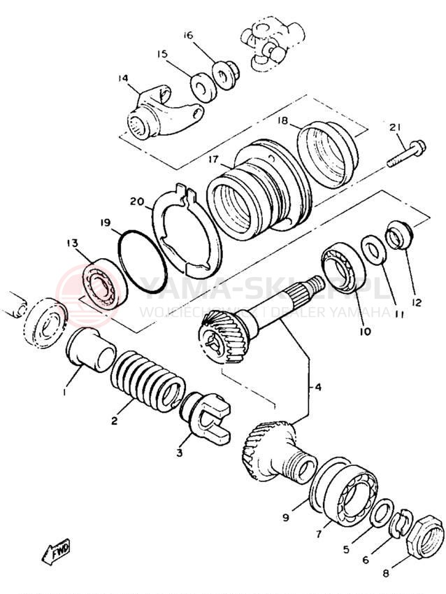 Schemat "Przeniesienie napędu" do Yamaha V-MAX 1200 VMX12E/VMX12EC