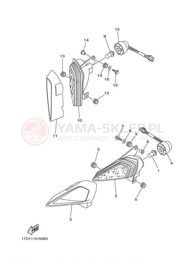 Schemat "Lampa przód" do Yamaha YFZ450R YFZ450REO/YFZ450REL