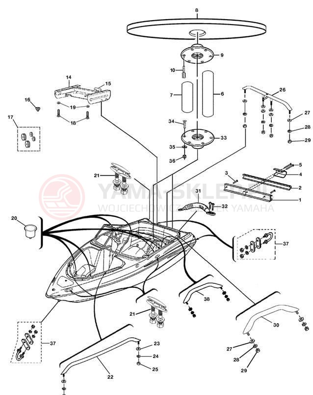 Schemat "HULL DECK FITTINGS" do Yamaha AR230 High Output SRT1100AD
