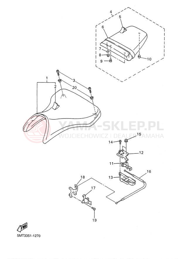 Schemat "siedzenie" do Yamaha YZFR6 YZFR6NC/YZFR6N
