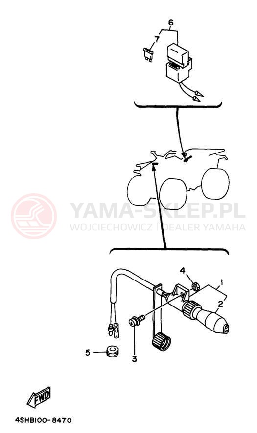 Schemat "układ elektryczny" do Yamaha KODIAK 4WD YFM400FWK