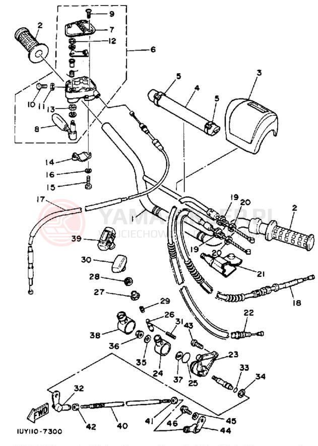 Schemat "Kierownica i osprzęt" do Yamaha WARRIOR YFM350XT