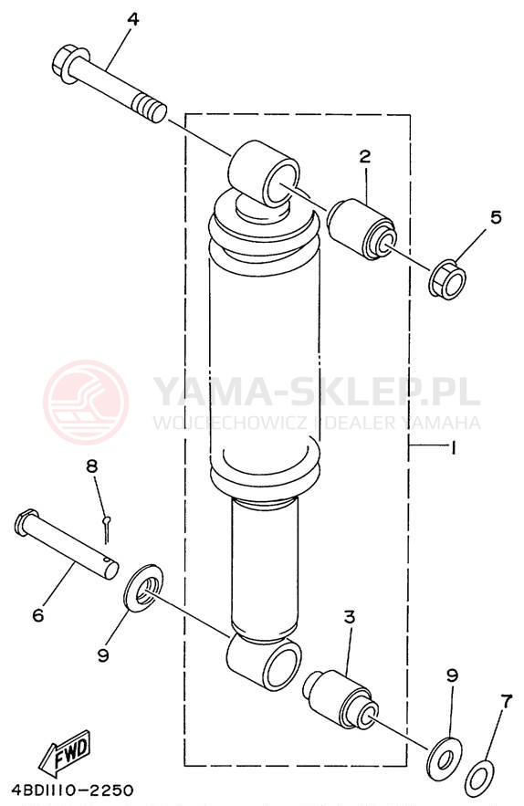 Schemat "zawieszenie tył" do Yamaha TIMBERWOLF 2WD YFB250FWL