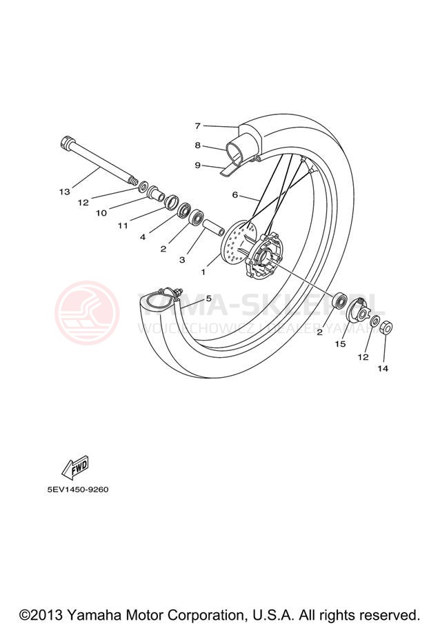 Schemat "Koło przód" do Yamaha XT225 XT225V/XT225VC