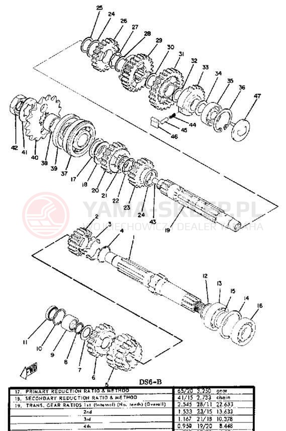 Schemat "Skrzynia biegów " do Yamaha DS6C