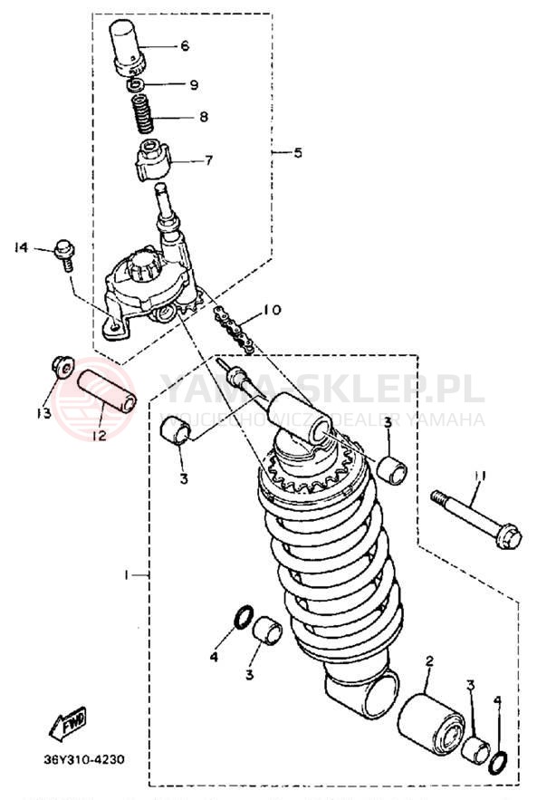 Schemat "zawieszenie tył" do Yamaha FJ1100NC/FJ1100N
