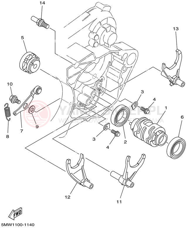 Schemat "Wodziki, automat" do Yamaha YZ250 YZ250P