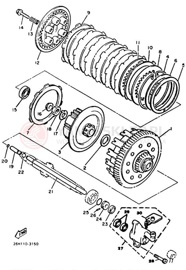 Schemat "sprzęgło" do Yamaha XVZ12DL/XVZ12DKC2