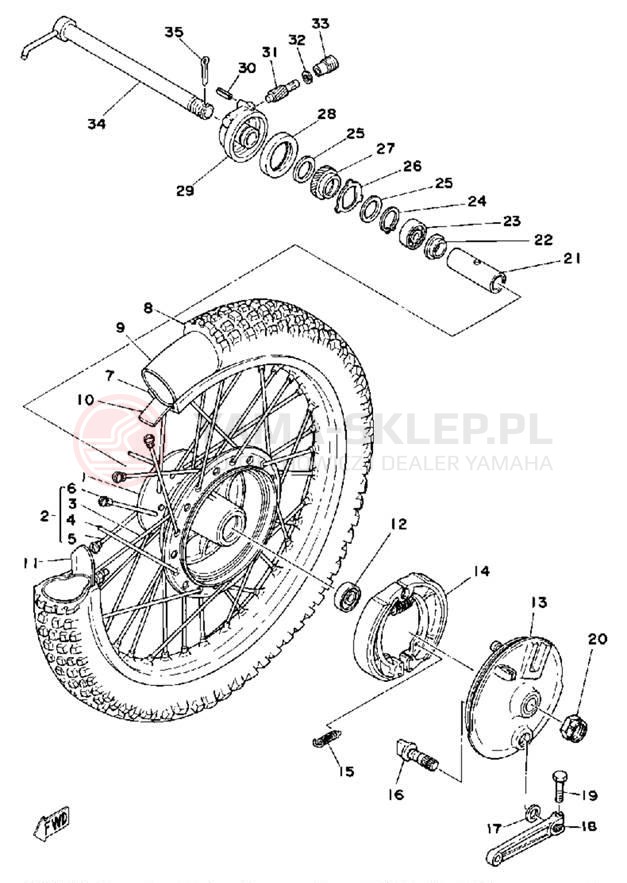 Schemat "Koło przód" do Yamaha IT250F
