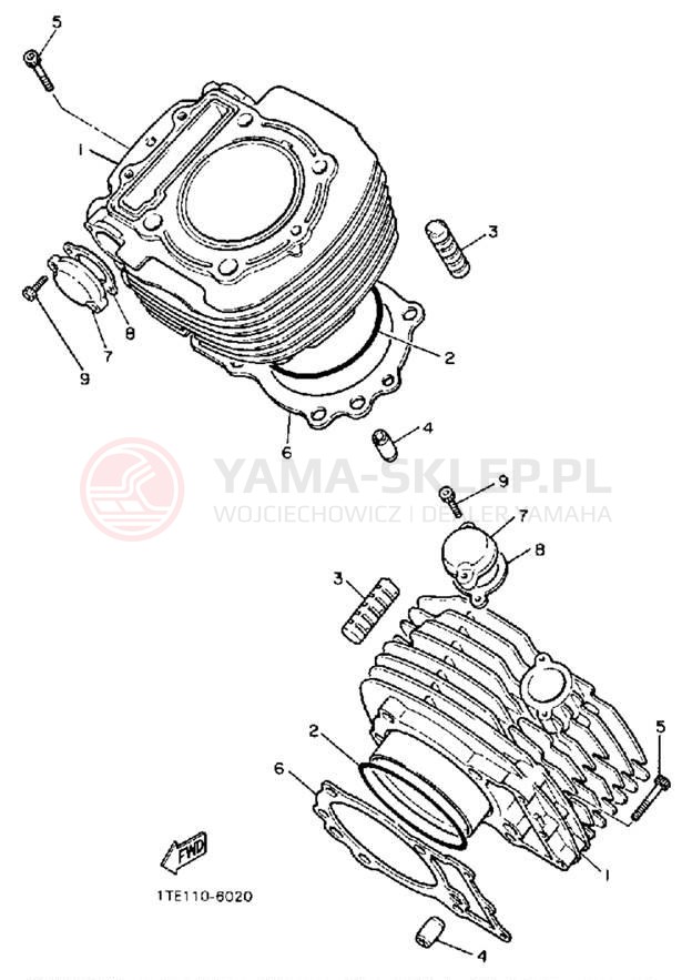 Schemat "cylinder" do Yamaha VIRAGO 1100 XV1100U/XV1100UC
