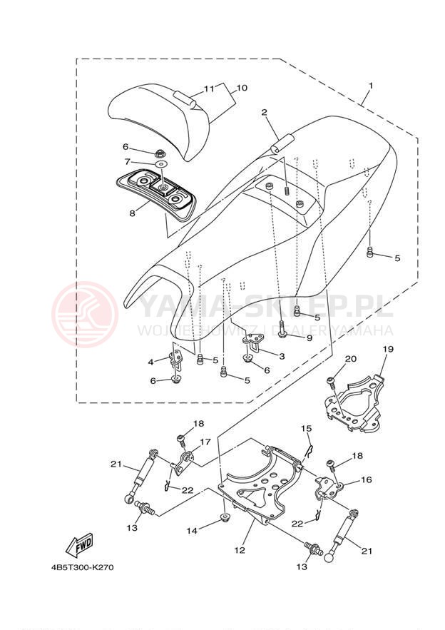 Schemat "siedzenie" do Yamaha TMAX XP500AB
