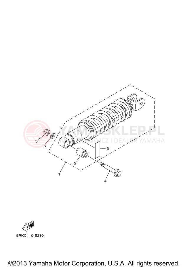 Schemat "zawieszenie tył" do Yamaha XT225 XT225V/XT225VC