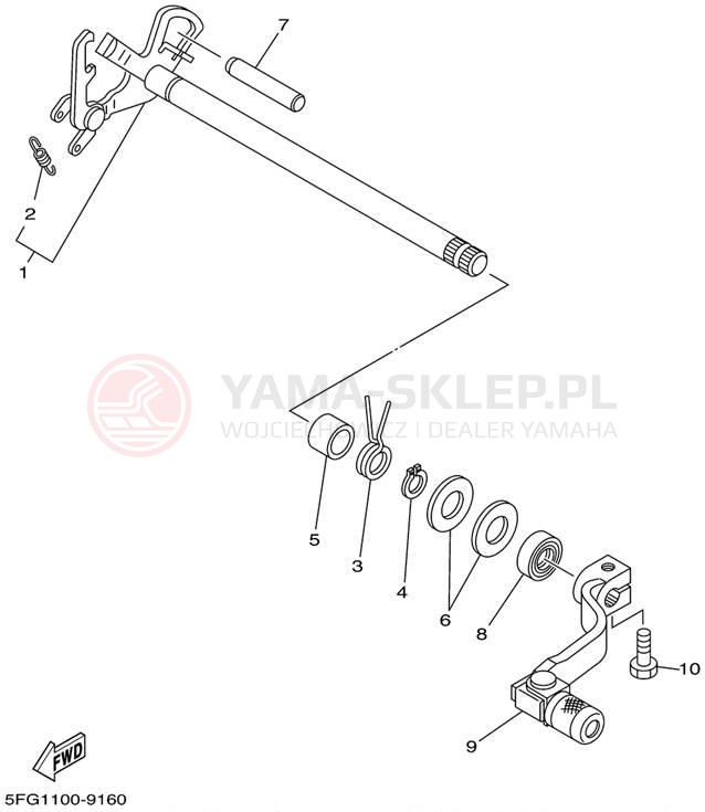 Schemat "Dźwignia zmiany biegów, wałek" do Yamaha TTR225 TTR225PC/TTR225P