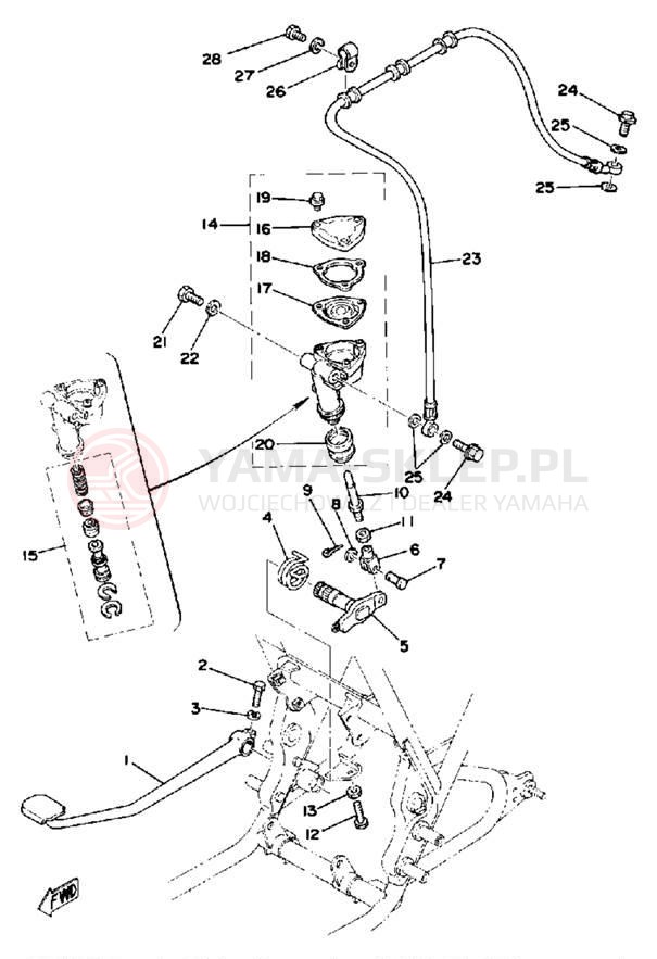 Schemat "Dźwignia hamulca tylnego" do Yamaha XS400D