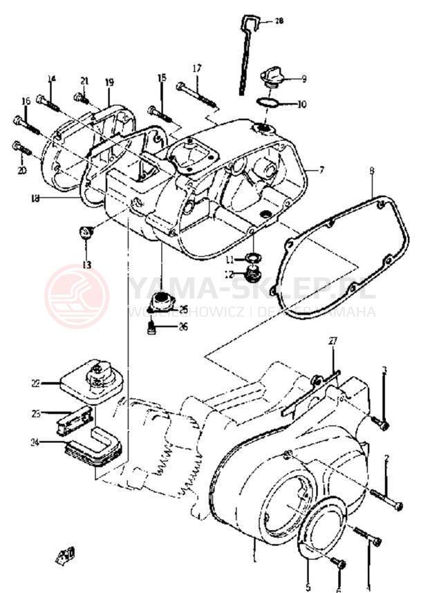 Schemat "Pokrywa silnika" do Yamaha YJ2/YJ1
