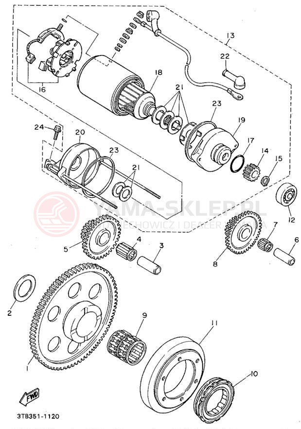 Schemat "rozrusznik" do Yamaha XT600EF/XT600EFC