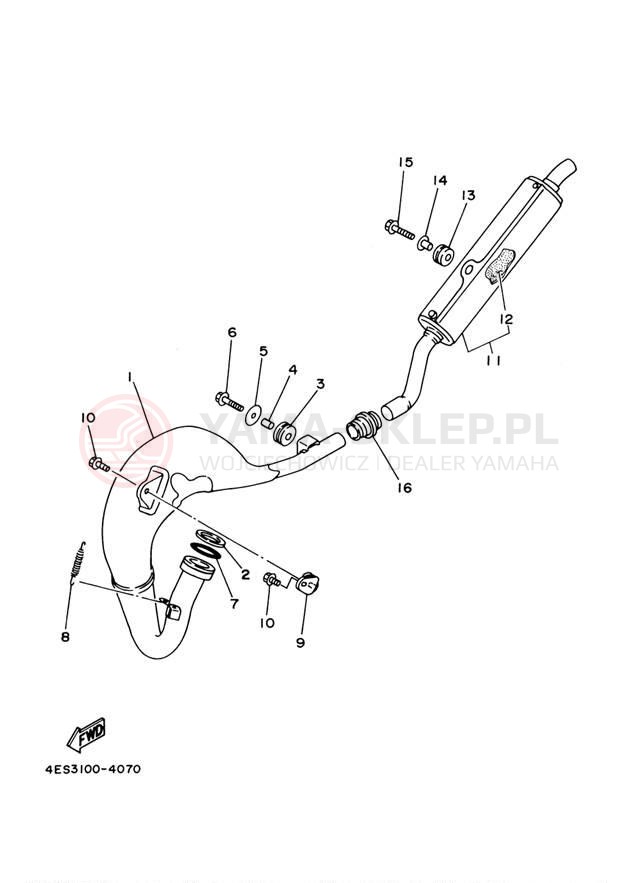 Schemat "Wydech końcowy" do Yamaha YZ80 YZ80M1