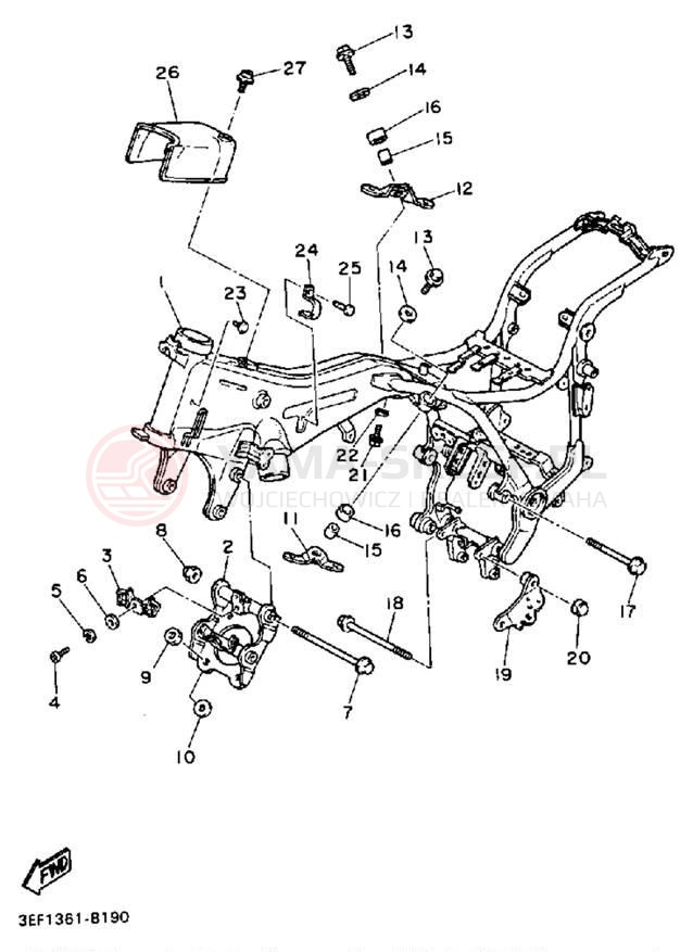 Schemat "rama" do Yamaha VIRAGO 1100 XV1100BC/XV1100B